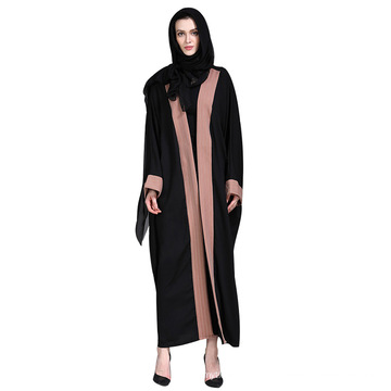 Современная Элегантная Женщина С Длинными Рукавами Черный Стойка Открытая Абая Мусульманской Одежды